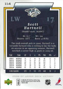2006-07 Upper Deck Victory #114 Scott Hartnell Back