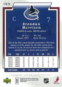 2006-07 Upper Deck Victory #193 Brendan Morrison Back