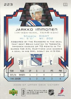 2006-07 Upper Deck Victory #223 Jarkko Immonen Back