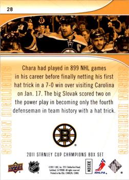 2011 Upper Deck Boston Bruins Stanley Cup Champions #28 Zdeno Chara Back