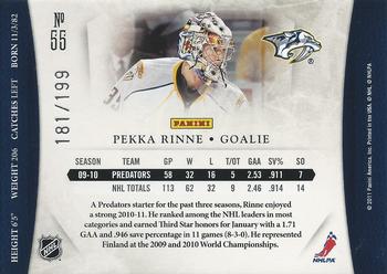 2010-11 Panini Dominion #55 Pekka Rinne Back