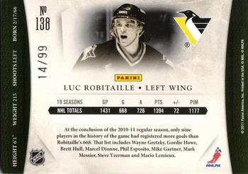 2010-11 Panini Dominion #138 Luc Robitaille Back
