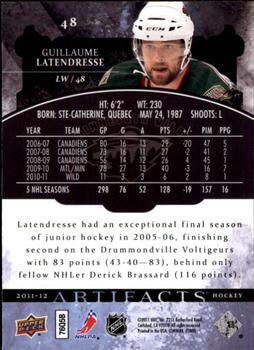 2011-12 Upper Deck Artifacts #48 Guillaume Latendresse Back