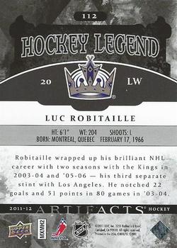 2011-12 Upper Deck Artifacts #112 Luc Robitaille Back