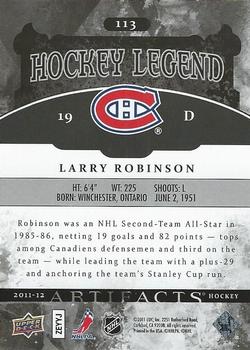 2011-12 Upper Deck Artifacts #113 Larry Robinson Back