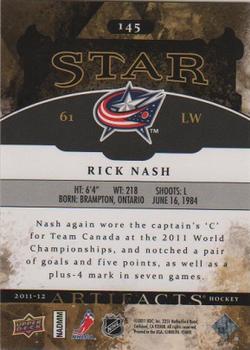 2011-12 Upper Deck Artifacts #145 Rick Nash Back