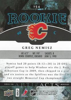 2011-12 Upper Deck Artifacts #154 Greg Nemisz Back