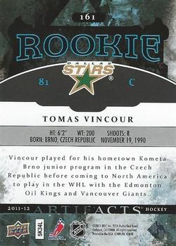 2011-12 Upper Deck Artifacts #161 Tomas Vincour Back