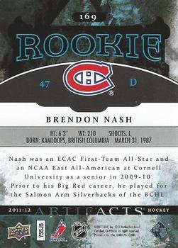 2011-12 Upper Deck Artifacts #169 Brendon Nash Back