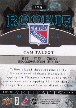 2011-12 Upper Deck Artifacts #179 Cam Talbot Back