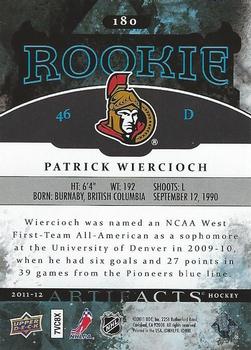 2011-12 Upper Deck Artifacts #180 Patrick Wiercioch Back