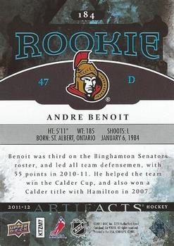 2011-12 Upper Deck Artifacts #184 Andre Benoit Back