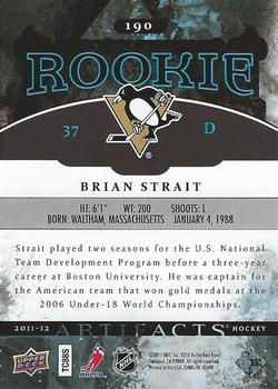 2011-12 Upper Deck Artifacts #190 Brian Strait Back