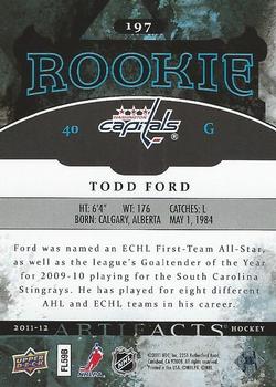 2011-12 Upper Deck Artifacts #197 Todd Ford Back