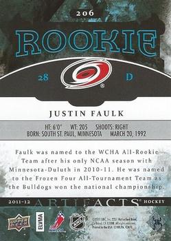2011-12 Upper Deck Artifacts #206 Justin Faulk Back
