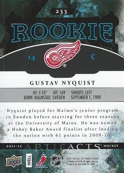 2011-12 Upper Deck Artifacts #233 Gustav Nyquist Back