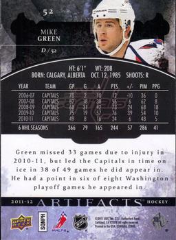 2011-12 Upper Deck Artifacts #52 Mike Green Back