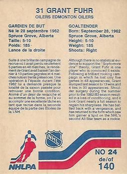 1983-84 Vachon #24 Grant Fuhr Back