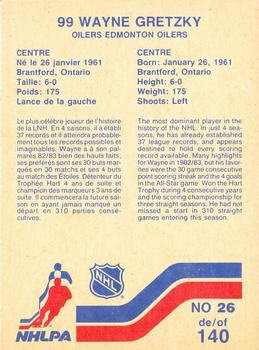 1983-84 Vachon #26 Wayne Gretzky Back