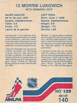 1983-84 Vachon #129 Morris Lukowich Back