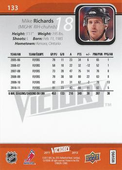 2011-12 Upper Deck Victory - Red #133 Mike Richards Back