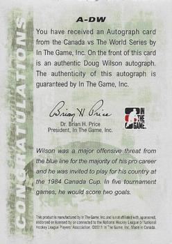 2011-12 In The Game Canada vs. The World #A-DW Doug Wilson Back
