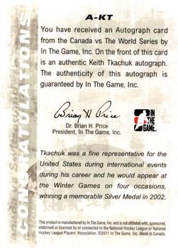 2011-12 In The Game Canada vs. The World #A-KT Keith Tkachuk Back