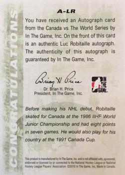 2011-12 In The Game Canada vs. The World #A-LR Luc Robitaille Back