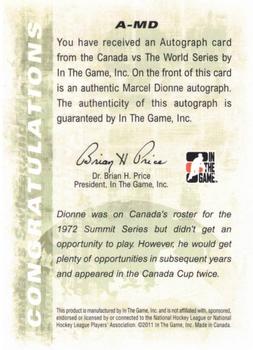 2011-12 In The Game Canada vs. The World #A-MD Marcel Dionne Back