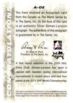 2011-12 In The Game Canada vs. The World #A-OE Oliver Ekman-Larsson Back