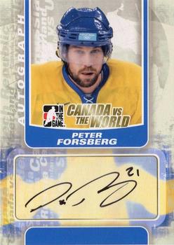 2011-12 In The Game Canada vs. The World #A-PF Peter Forsberg Front
