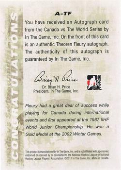 2011-12 In The Game Canada vs. The World #A-TF Theoren Fleury Back