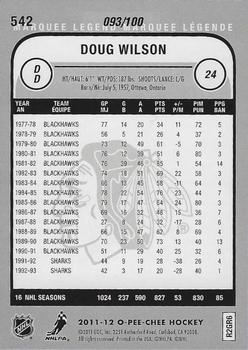 2011-12 O-Pee-Chee - Black Rainbow #542 Doug Wilson Back