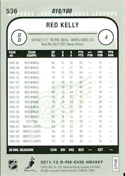 2011-12 O-Pee-Chee - Black Rainbow #536 Red Kelly Back