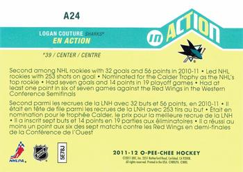 2011-12 O-Pee-Chee - In Action #A24 Logan Couture Back