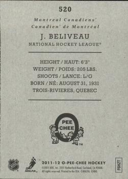 2011-12 O-Pee-Chee - Retro #520 Jean Beliveau Back