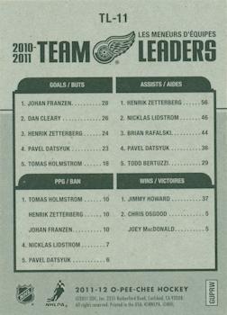 2011-12 O-Pee-Chee - Team Leaders #TL-11 Johan Franzen / Henrik Zetterberg / Tomas Holmstrom / Jimmy Howard Back