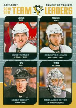 2011-12 O-Pee-Chee - Team Leaders #TL-24 Sidney Crosby / Kristopher Letang / Marc-Andre Fleury Front