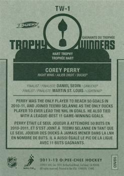 2011-12 O-Pee-Chee - Trophy Winners #TW-1 Corey Perry Back