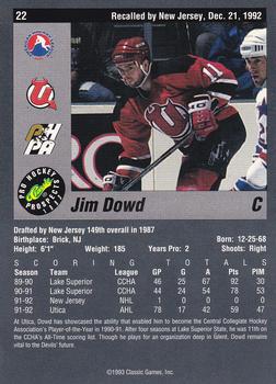 1993 Classic Pro Prospects #22 Jim Dowd Back