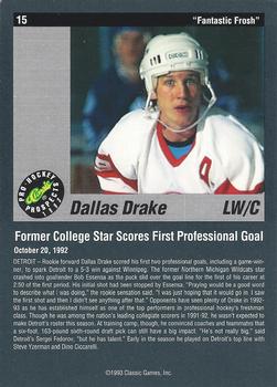1993 Classic Pro Prospects #15 Dallas Drake Back