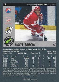 1993 Classic Pro Prospects #20 Chris Tancill Back