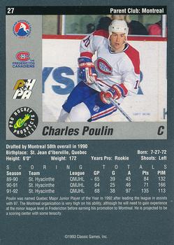 1993 Classic Pro Prospects #27 Charles Poulin Back