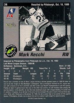 1993 Classic Pro Prospects #34 Mark Recchi Back