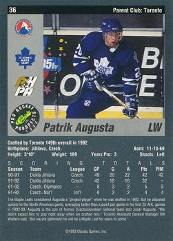 1993 Classic Pro Prospects #36 Patrik Augusta Back