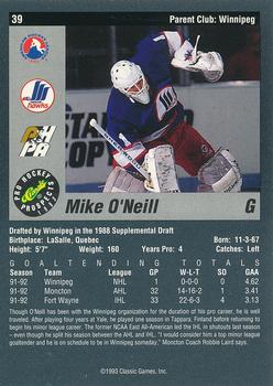 1993 Classic Pro Prospects #39 Mike O'Neill Back