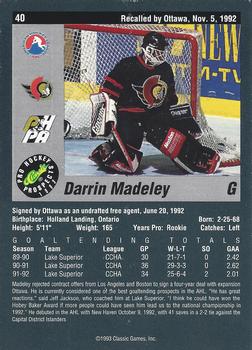 1993 Classic Pro Prospects #40 Darrin Madeley Back