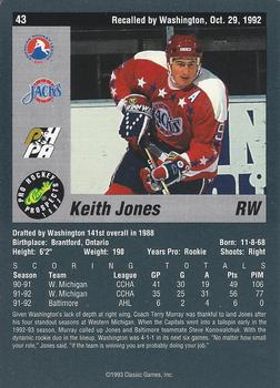 1993 Classic Pro Prospects #43 Keith Jones Back
