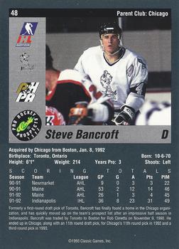 1993 Classic Pro Prospects #48 Steve Bancroft Back