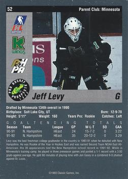 1993 Classic Pro Prospects #52 Jeff Levy Back